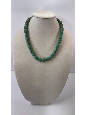 Dyed Howlite Magnesite Barrel Bead Necklace 22” Southwestern Style Chunky